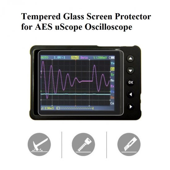Tempered Glass Screen Protector for AES uScope Oscilloscope - Click Image to Close
